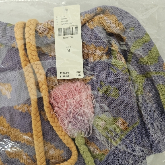 Anthropologie Flounce Knit Cropped Tassle Tank Top in Purple and Orange NWT - Picture 13 of 15